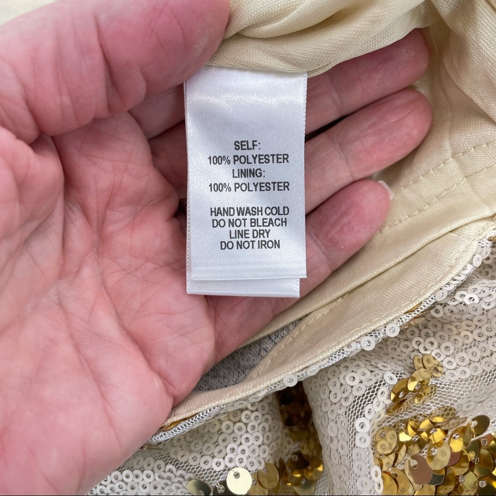 NWT Lulu’s Dress with Sequins Nude & Gold Small - Picture 10 of 12